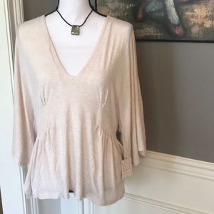 Free People Oatmeal V Neck Dolman Sleeve Top